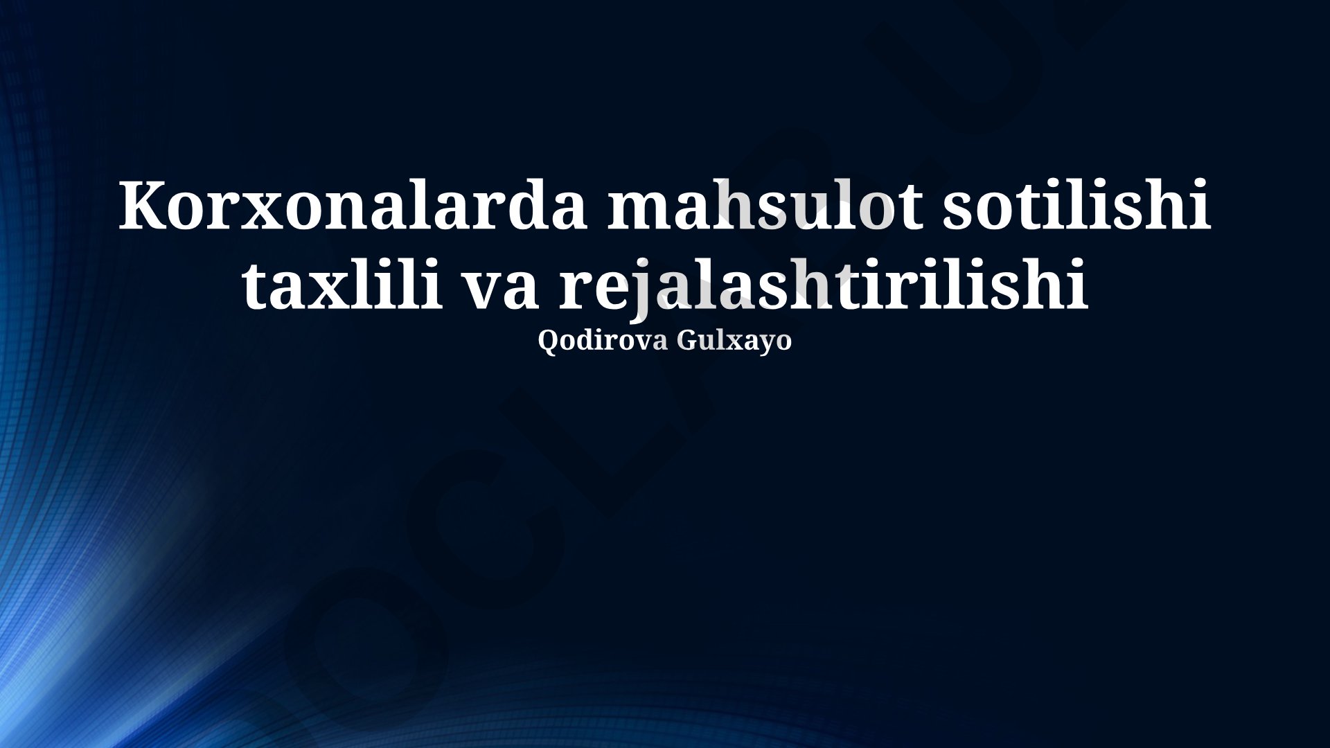 Korxonalarda mahsulot sotilishi taxlili va rejalashtirilishi