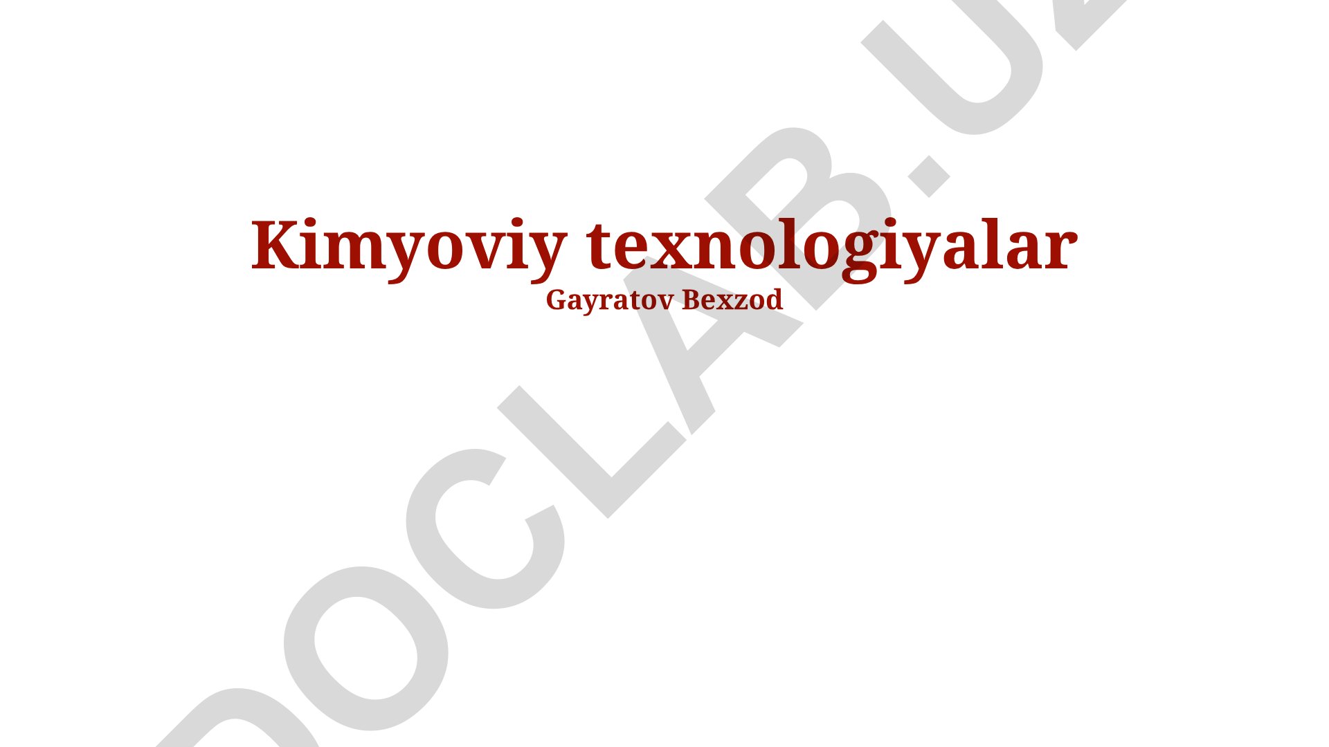 Kimyoviy texnologiyalar: asosiy tushunchalar, zamonaviy jarayonlar va qo'llanilishi