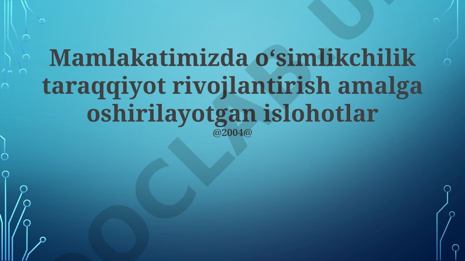 O'zbekistonda qishloq xo'jaligi islohotlari va rivojlanishi