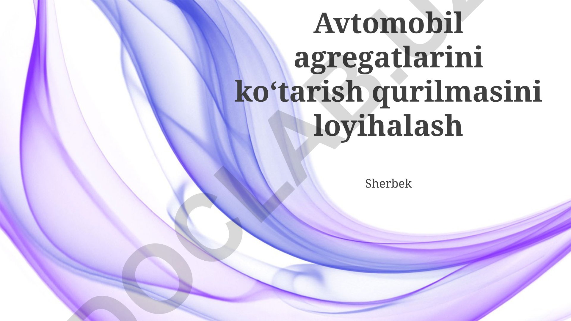Avtomobil agregatlarini koʻtarish qurilmasini loyihalash