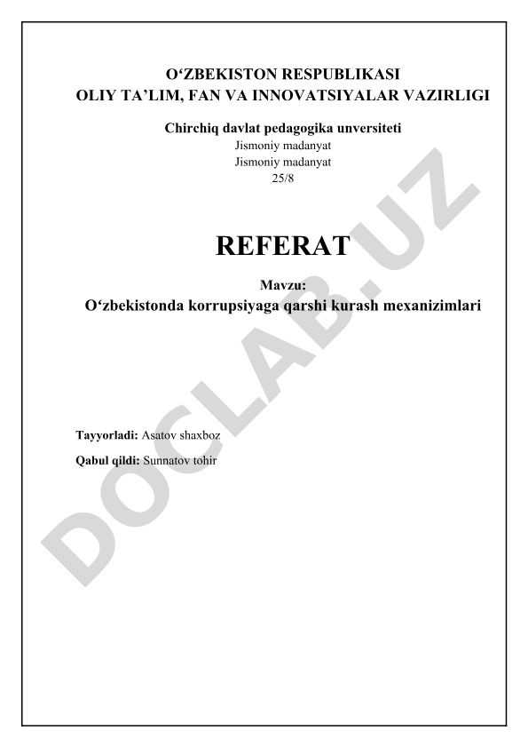 Oʻzbekistonda korrupsiyaga qarshi kurash mexanizimlari