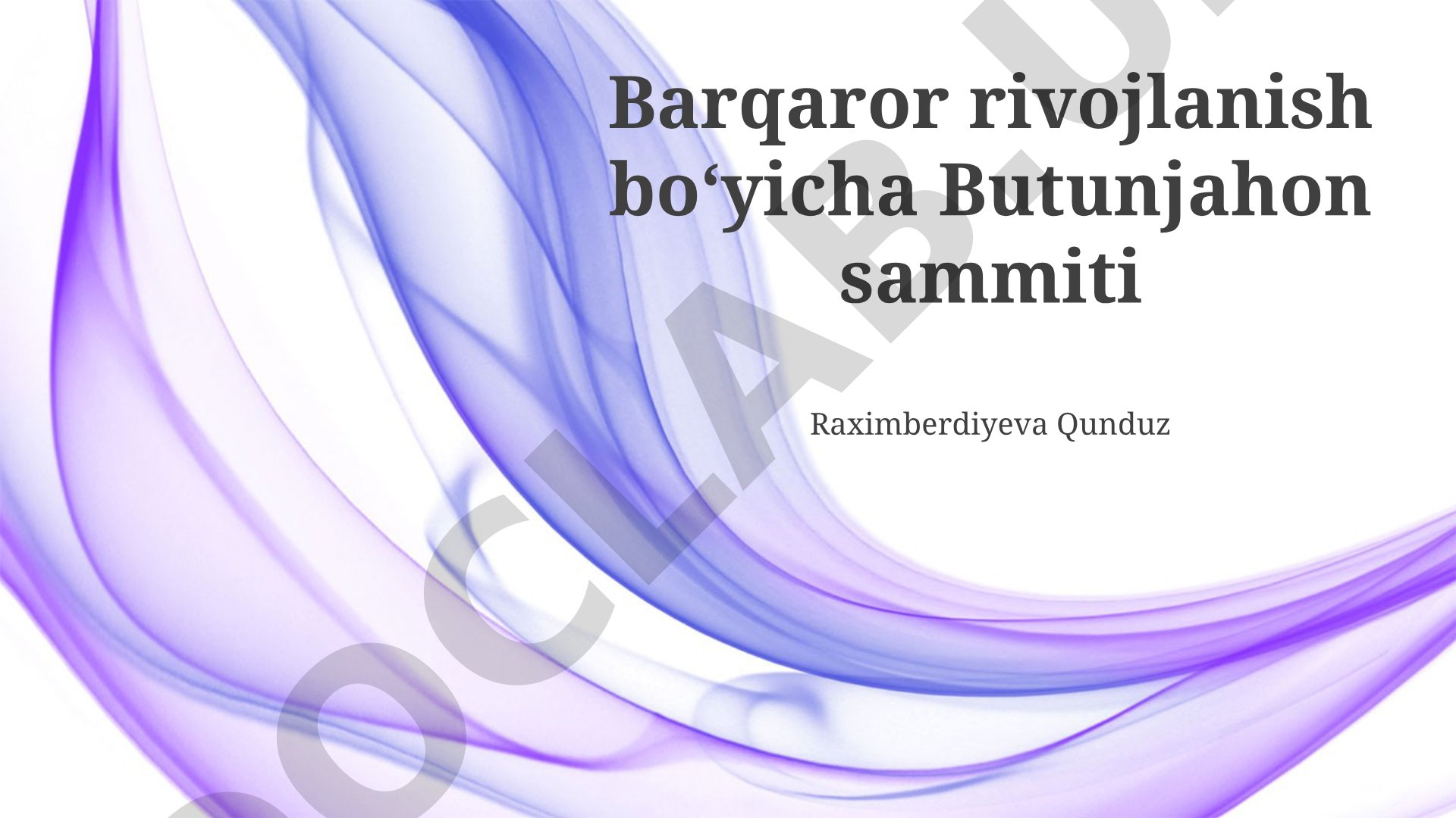 Barqaror rivojlanish bo'yicha Butunjahon sammiti