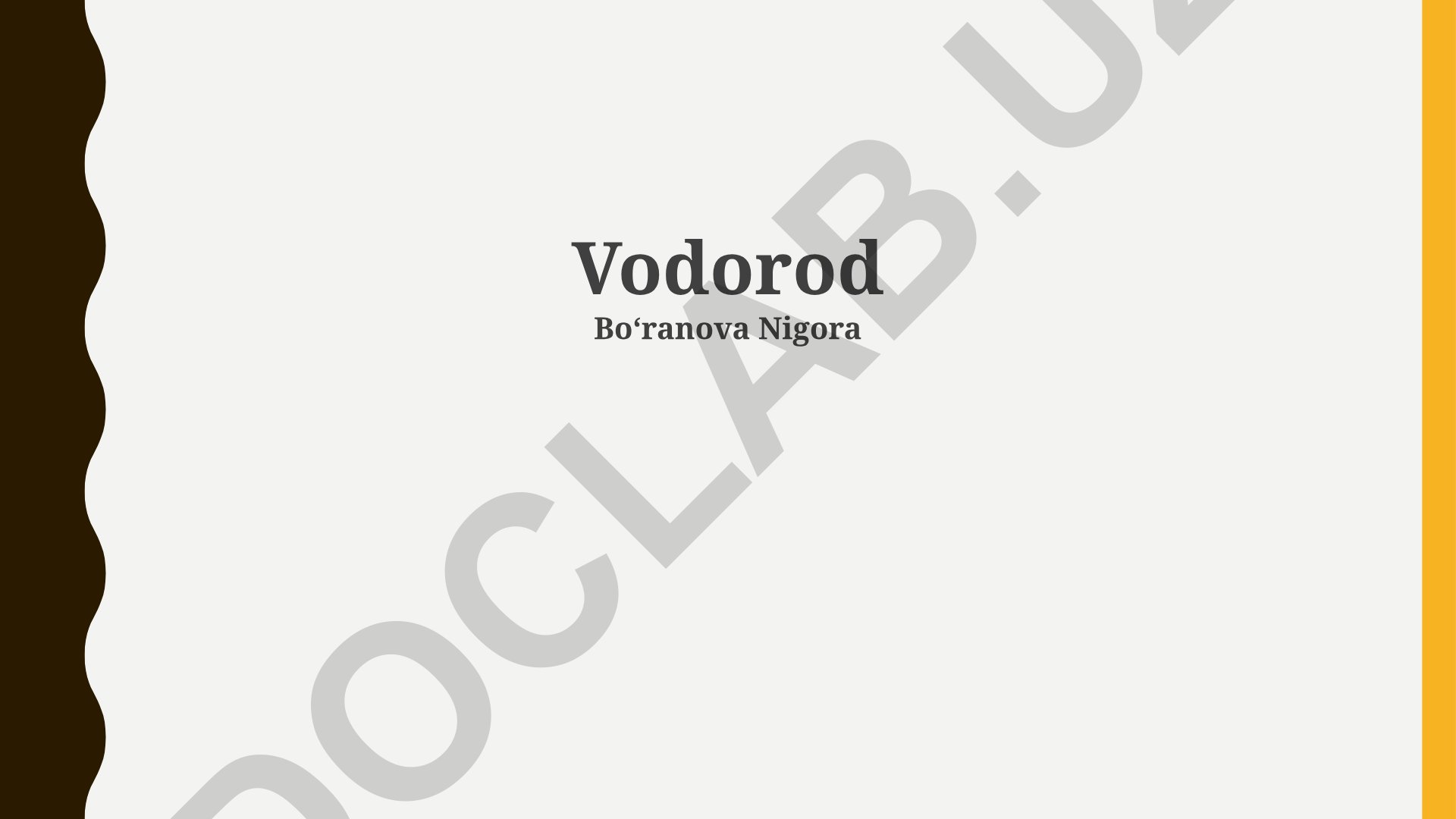 Vodorodning xossalari, ishlab chiqarish usullari va qoʻllanilishi