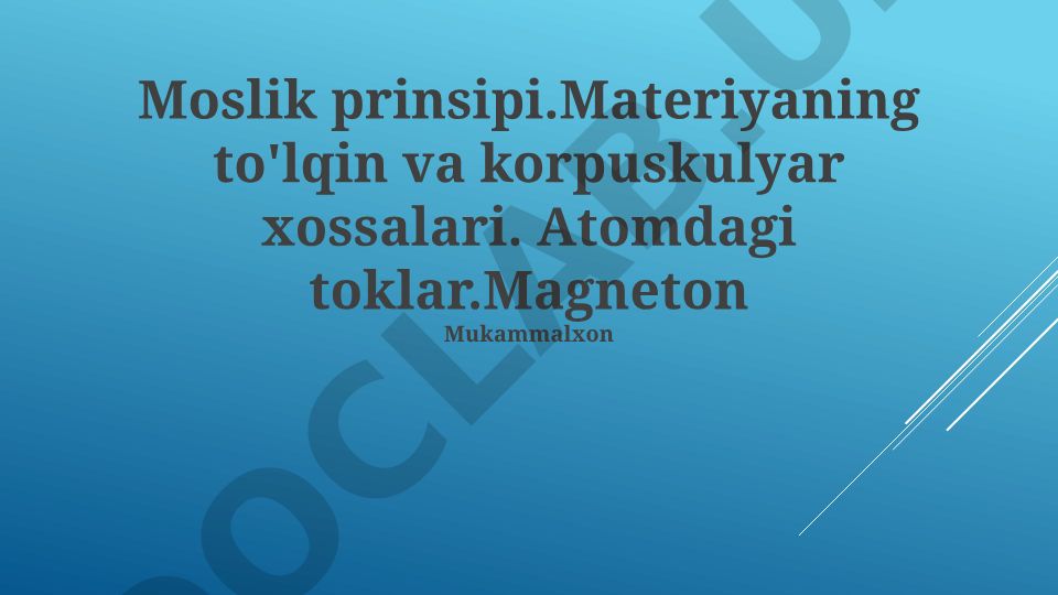 Mosley qonuni va to'lqin-zarracha ikkilikligi