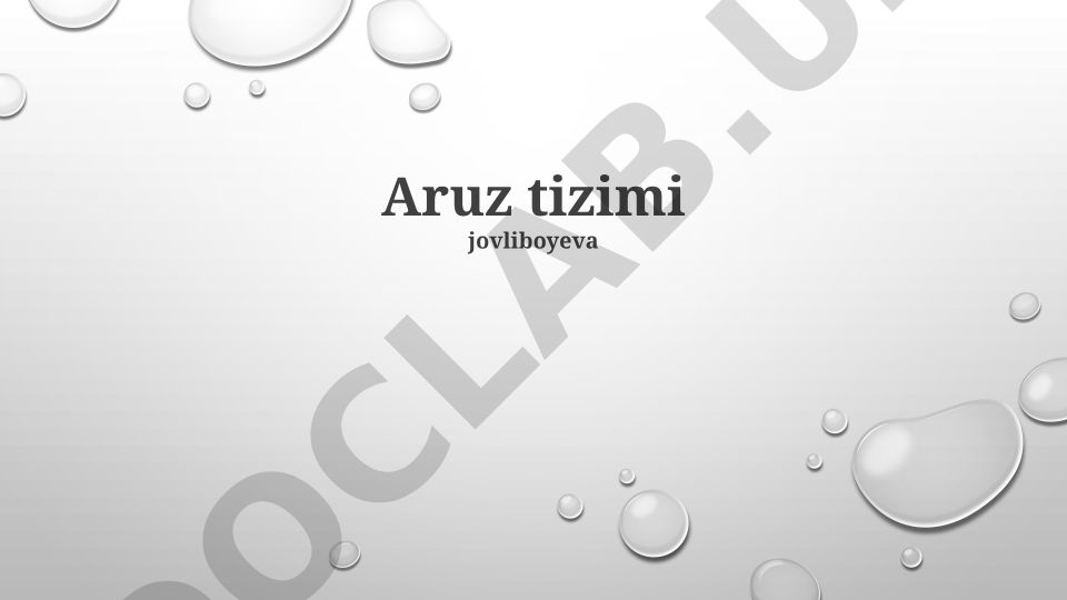 Aruz tizimi: vazn turlari, o'zbek adabiyotidagi o'rni va bugungi ahamiyati