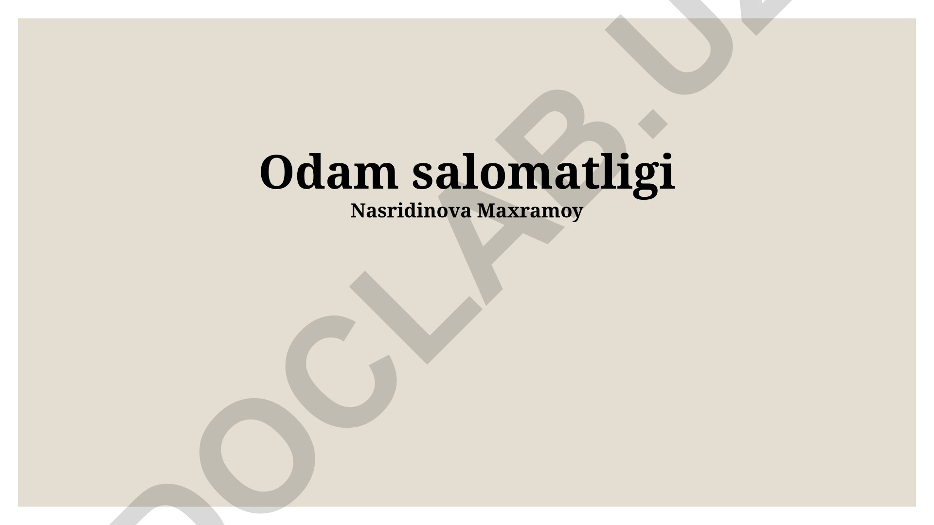 Inson salomatligining asosiy jihatlari va sog'lom turmush tarzi