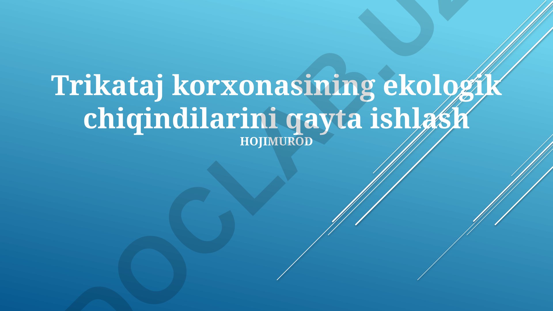Trikataj korxonasining ekologik chiqindilarini qayta ishlash