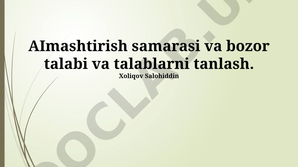 Massaviy moslashtirish va bozor talabi tahlili