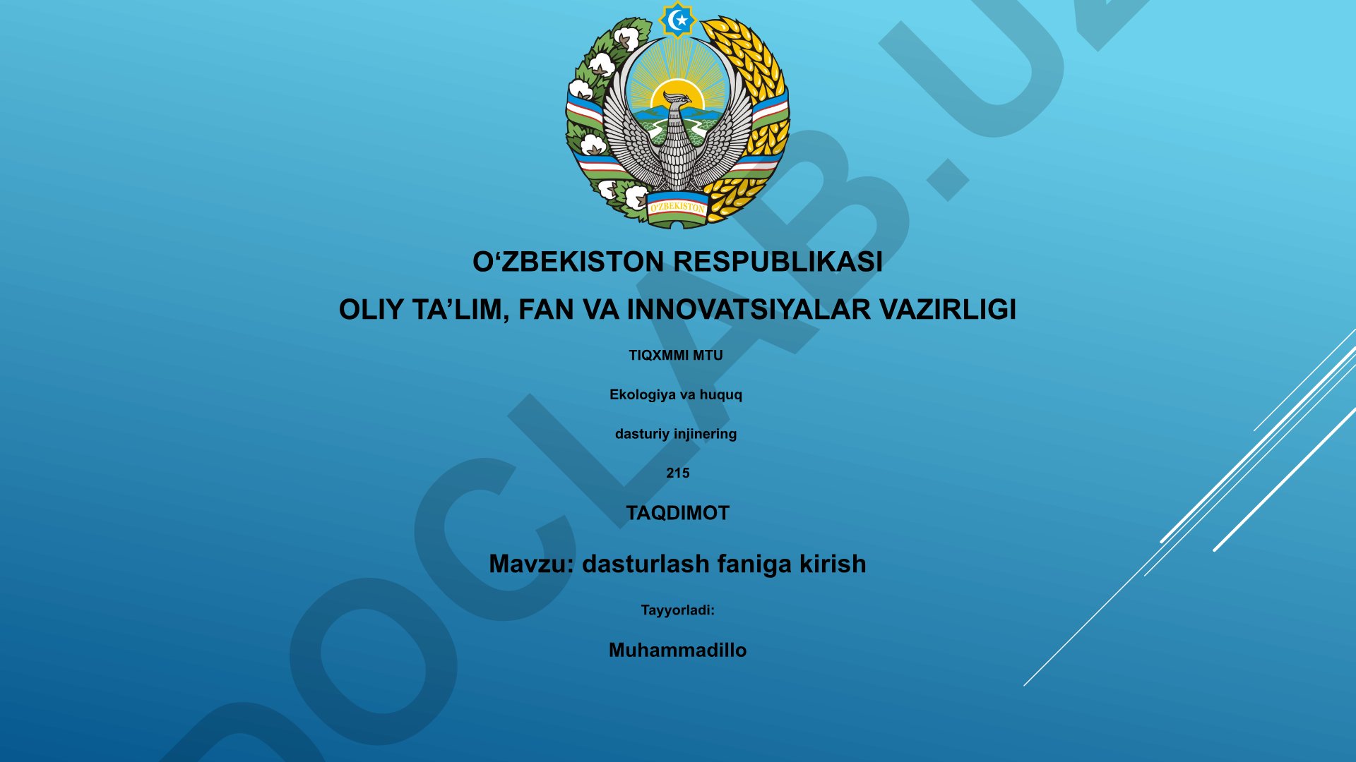 Dasturlash faniga kirish