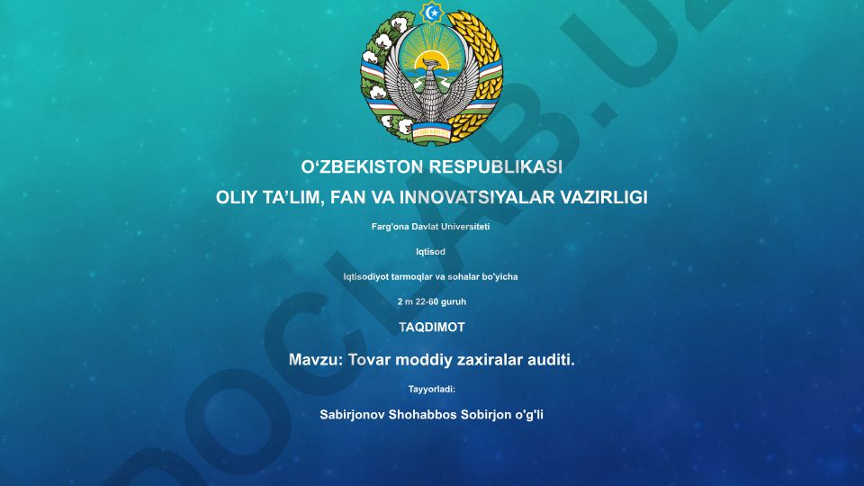 Tovar moddiy zaxiralar auditi
