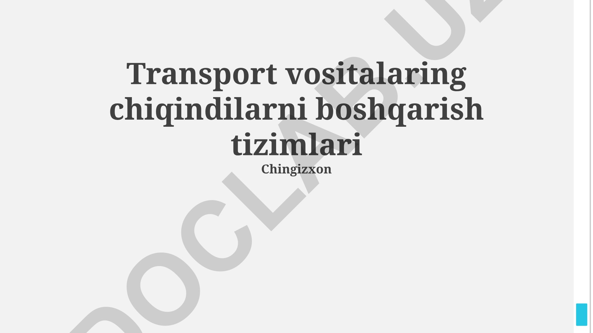 Transport vositalaridan chiqadigan chiqindilarni boshqarish tizimlari