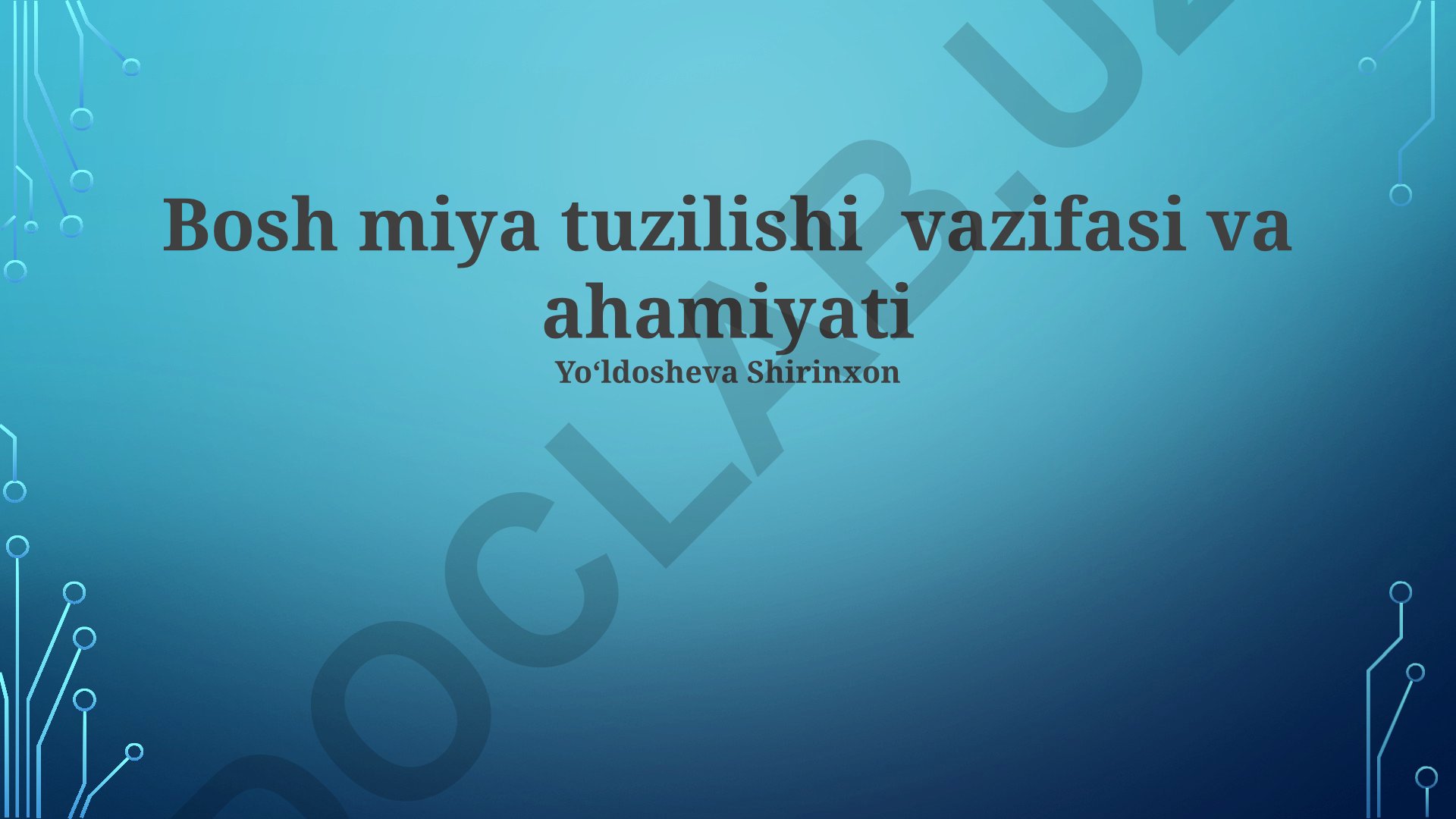 Bosh miya tuzilishi vazifasi va ahamiyati
