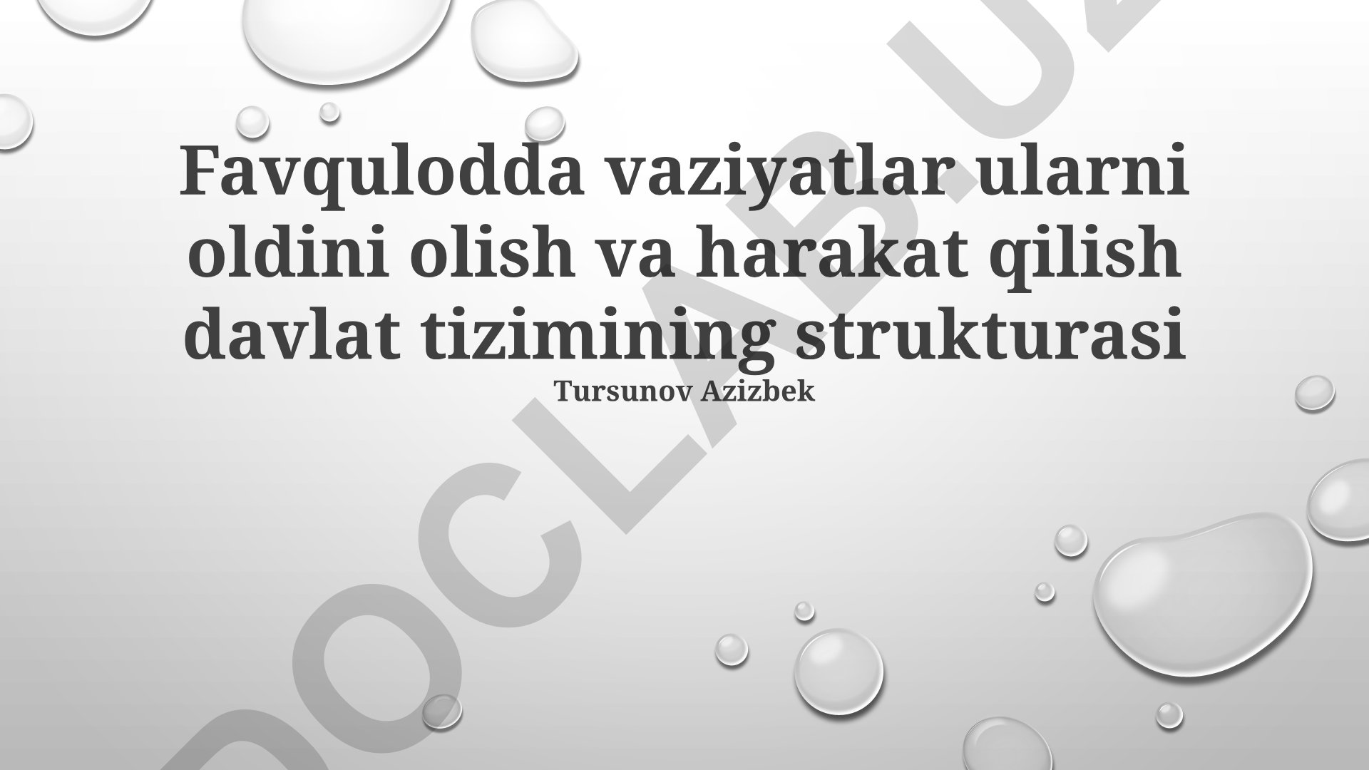 Favqulodda vaziyatlarni oldini olish va bartaraf etish davlat tizimining tuzulimi