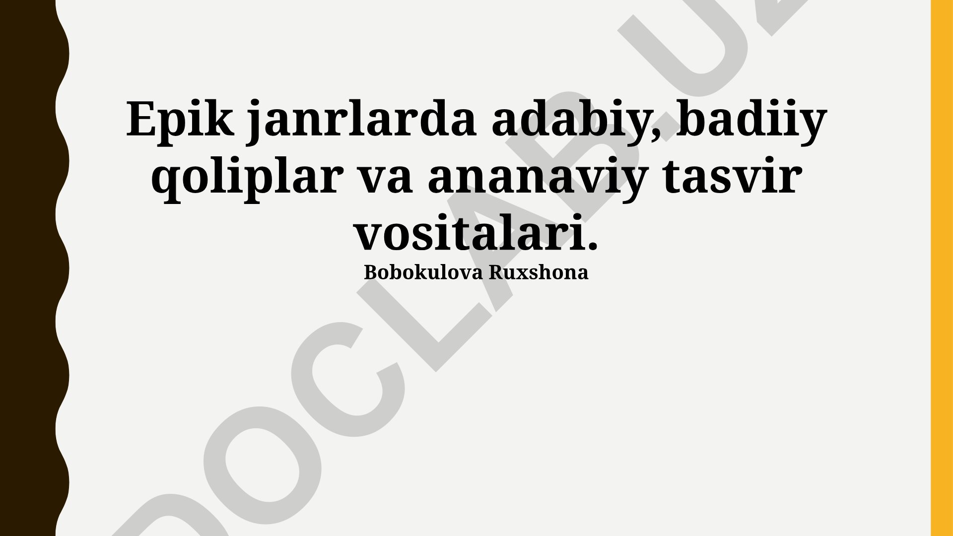 Epik janrlarda adabiy, badiiy qoliplar va ananaviy tasvir vositalari