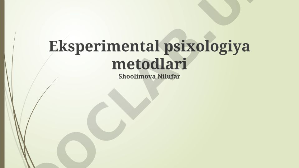 Eksperimental psixologiya metodlari