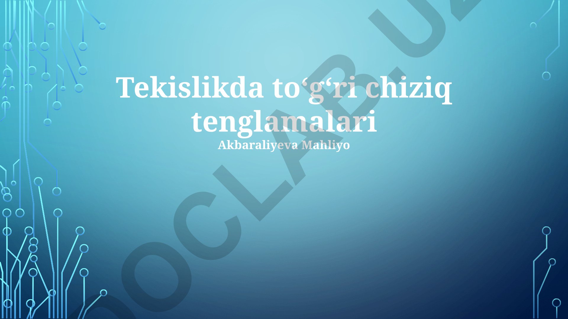 Tekislikda toʻgʻri chiziq tenglamalari
