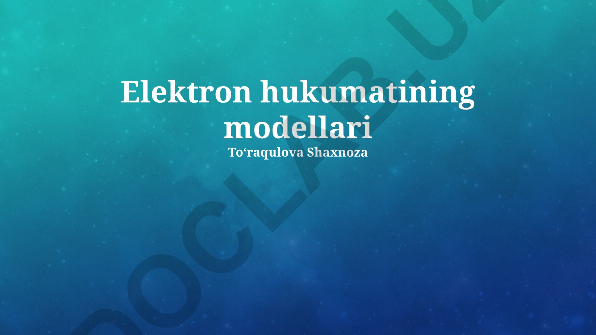 Elektron hukumatining modellari