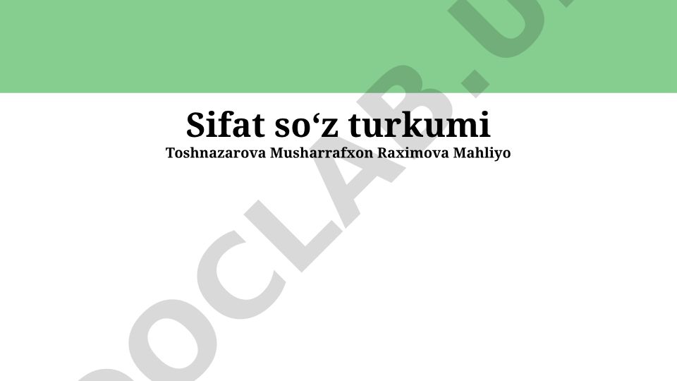 So'z turkumlari va ularning xususiyatlari