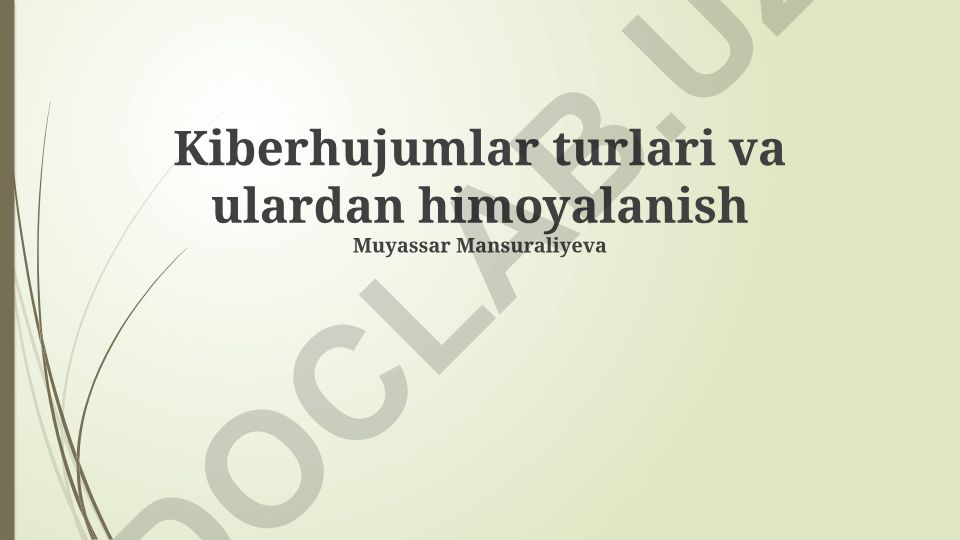 Kiberhujumlar turlari va ulardan himoyalanish