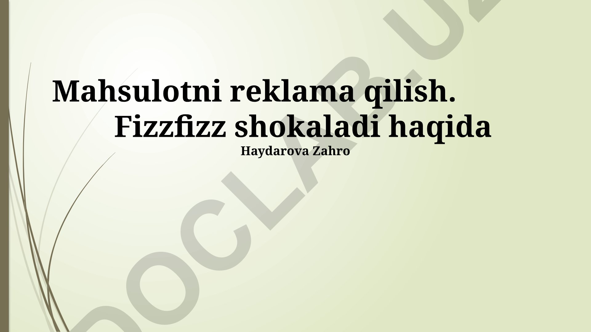 Fizzfizz shokoladini sotishni ko'paytirish va reklama strategiyasi