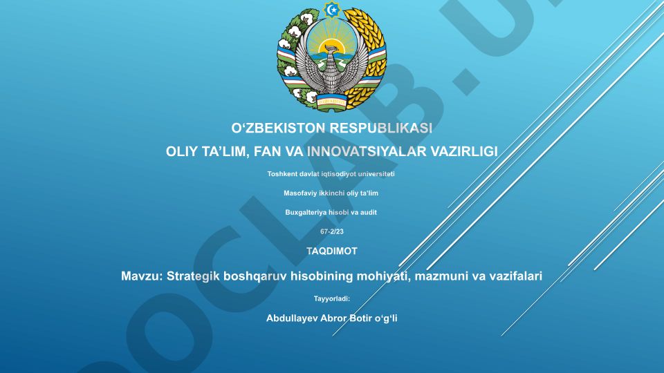 Strategik boshqaruv hisobining mohiyati, mazmuni va vazifalari