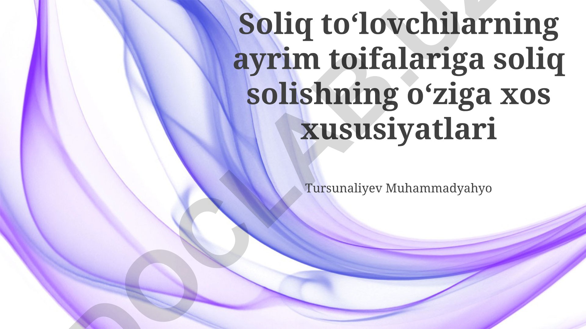 Soliq toʻlovchilarning ayrim toifalariga soliq solishning oʻziga xos xususiyatlari