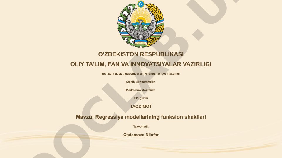 Regressiya modellarining funksion shakllari
