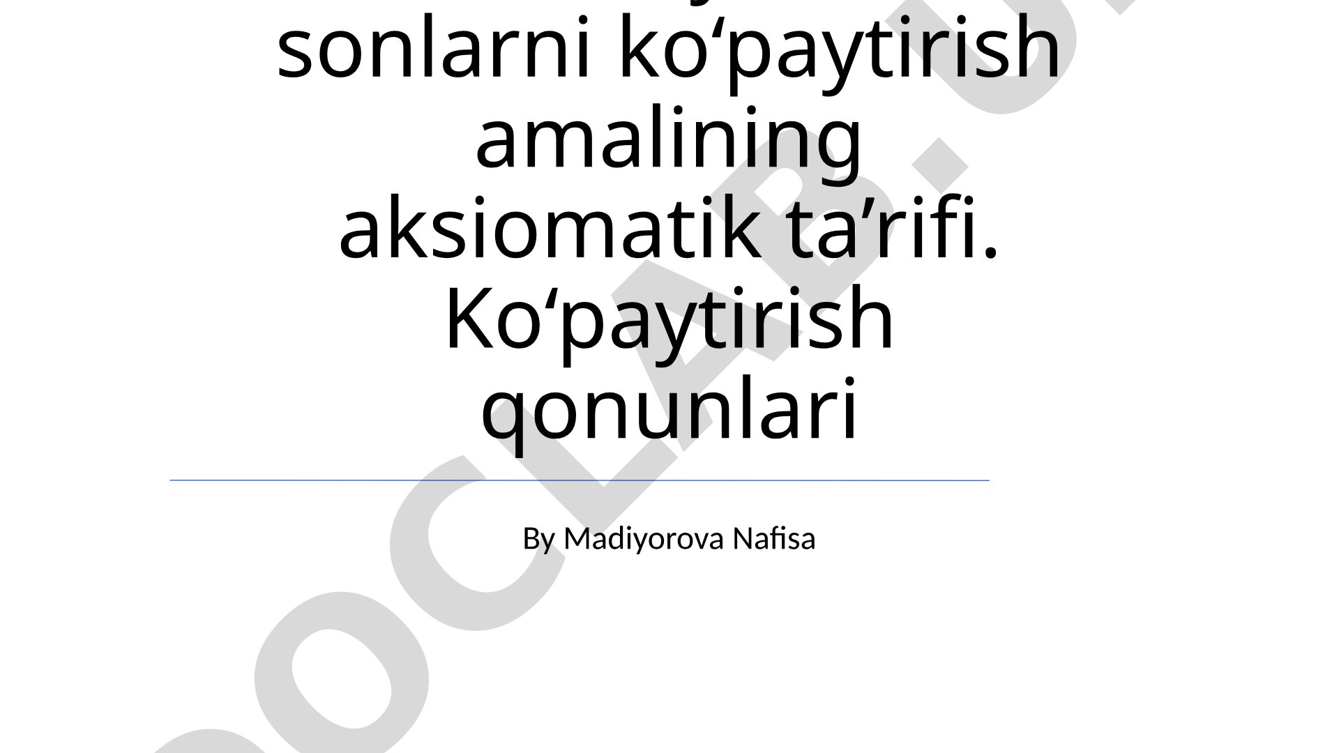 Nomanfiy butun sonlarni ko‘paytirish amalining aksiomatik ta’rifi va qonunlari