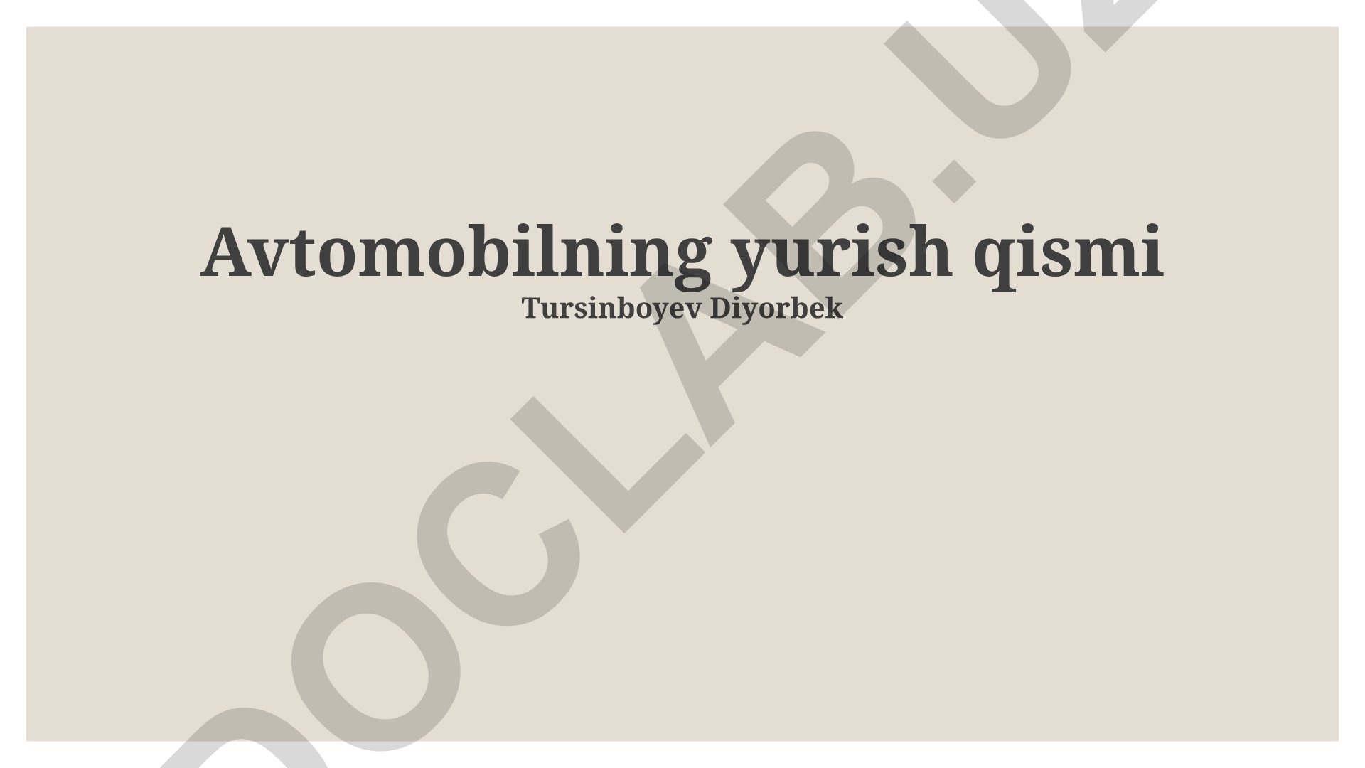 Avtomobilning yurish qismi tarkibi va texnik xizmati