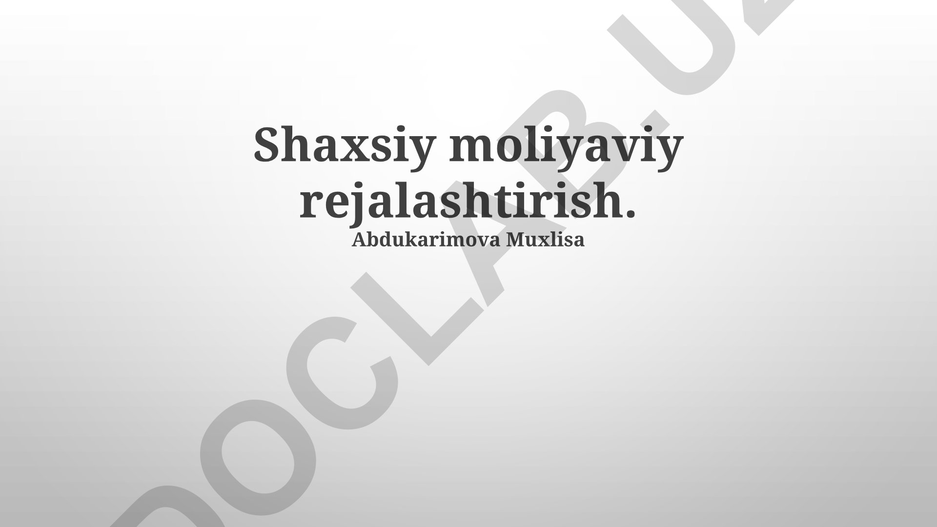 Shaxsiy moliyaviy rejalashtirish