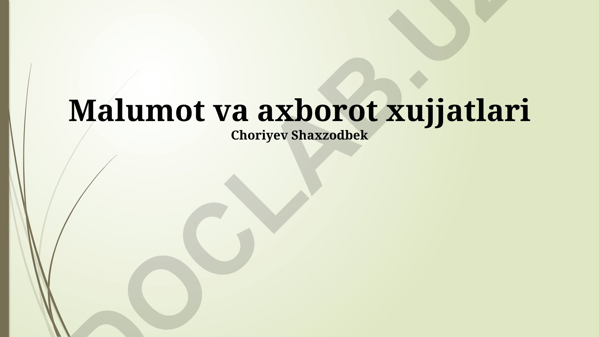 Ma'lumotlar va axborot hujjatlari tahlili va tashkiloti