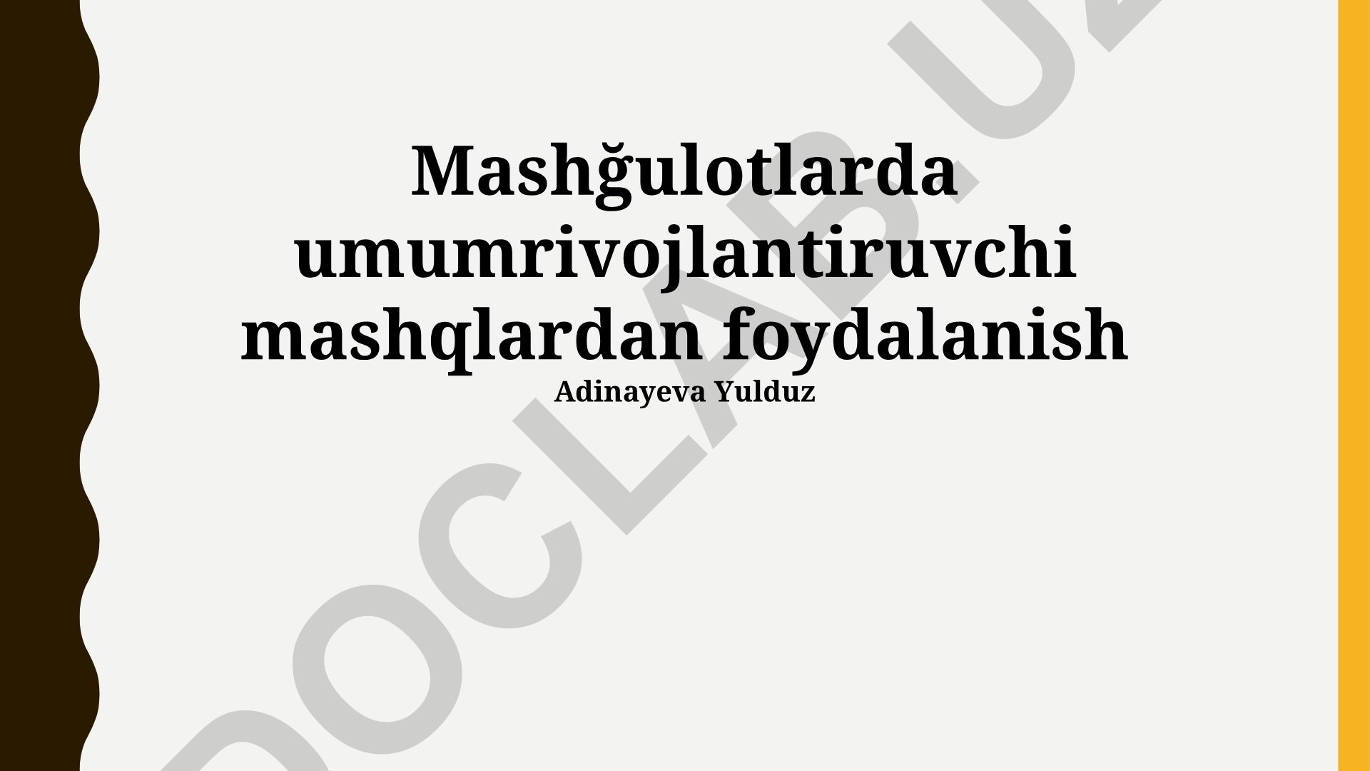 Mashg'ulotlarda umumrivojlantiruvchi mashqlardan foydalanish