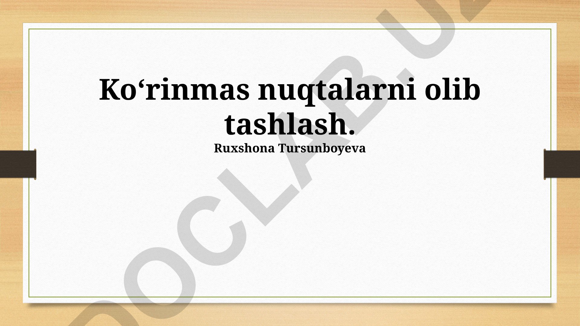 Ko'rinmas nuqtalarni olib tashlash usullari va statistik tahlil