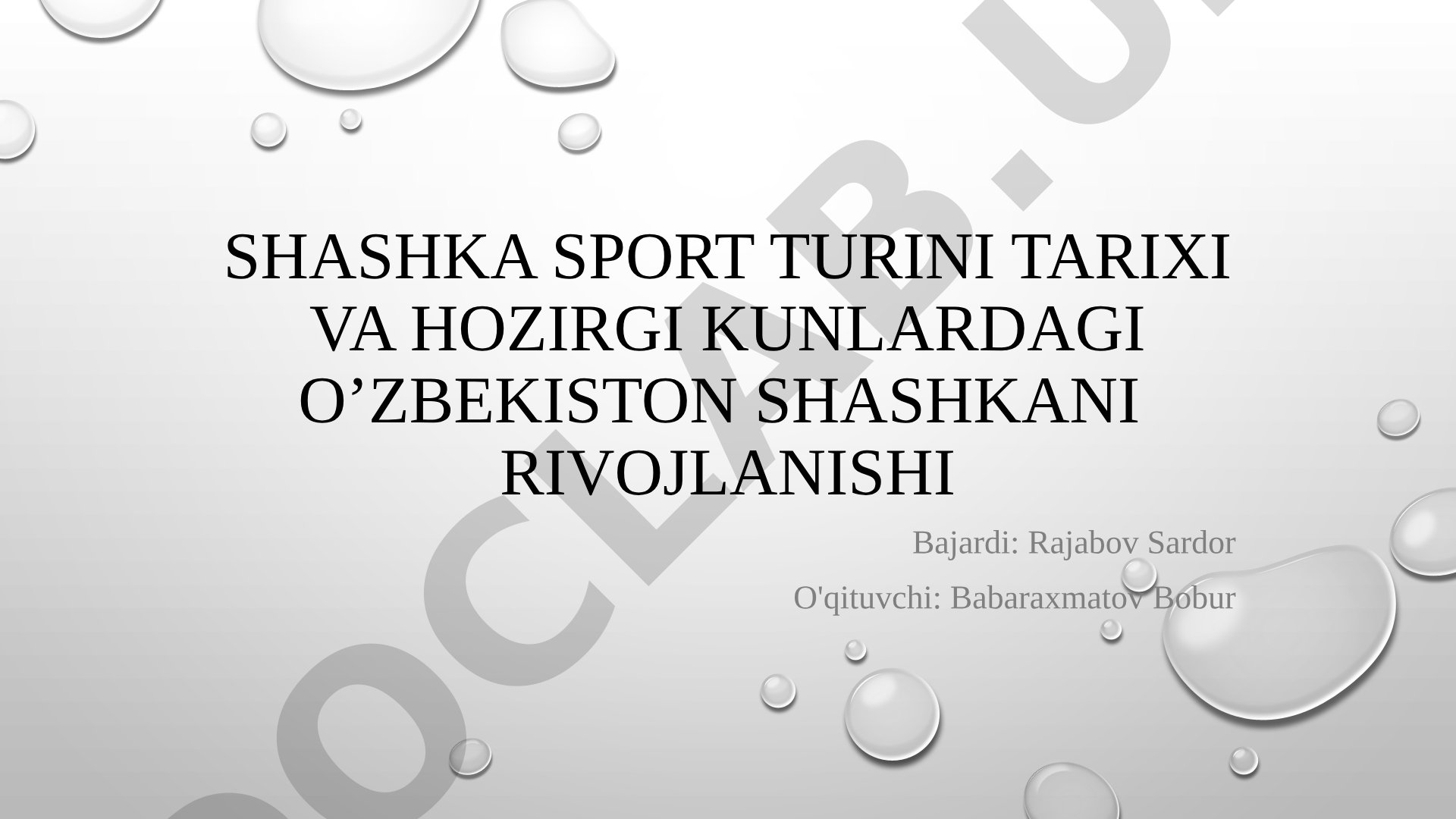 Shashka sport turining tarixi va O'zbekistonda rivojlanishi