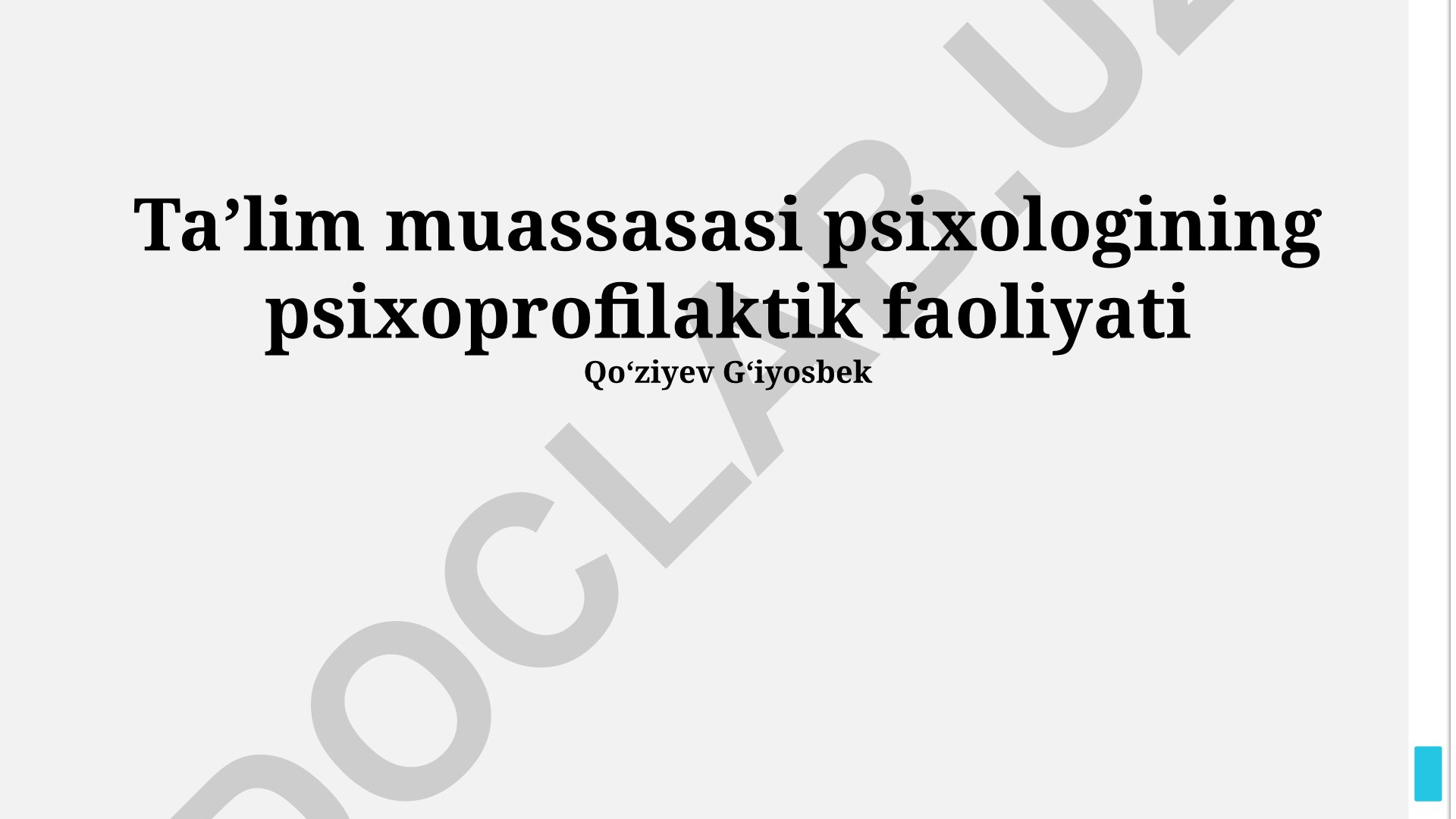 Ta'lim muassasasi psixologining psixoprofilaktik faoliyati