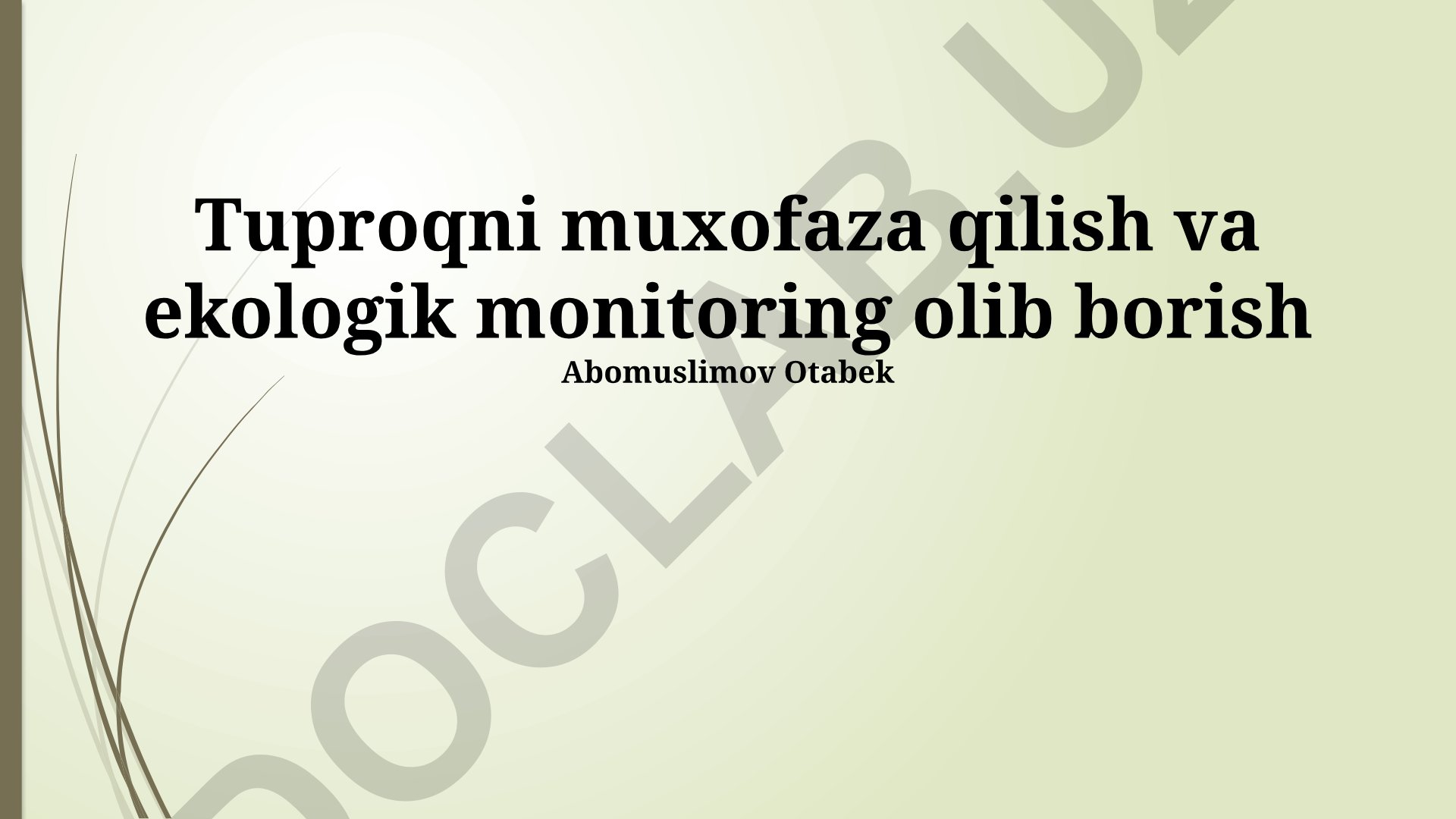 Tuproqni muxofaza qilish va ekologik monitoring olib borish