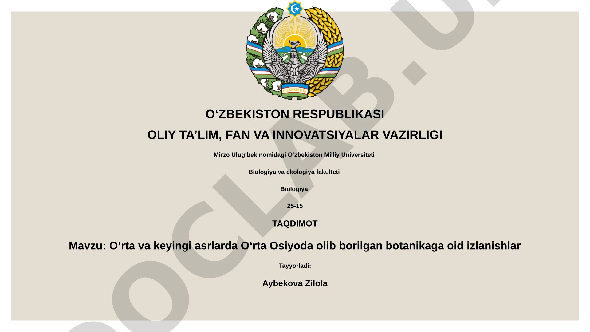 Oʻrta va keyingi asrlarda Oʻrta Osiyoda olib borilgan botanikaga oid izlanishlar