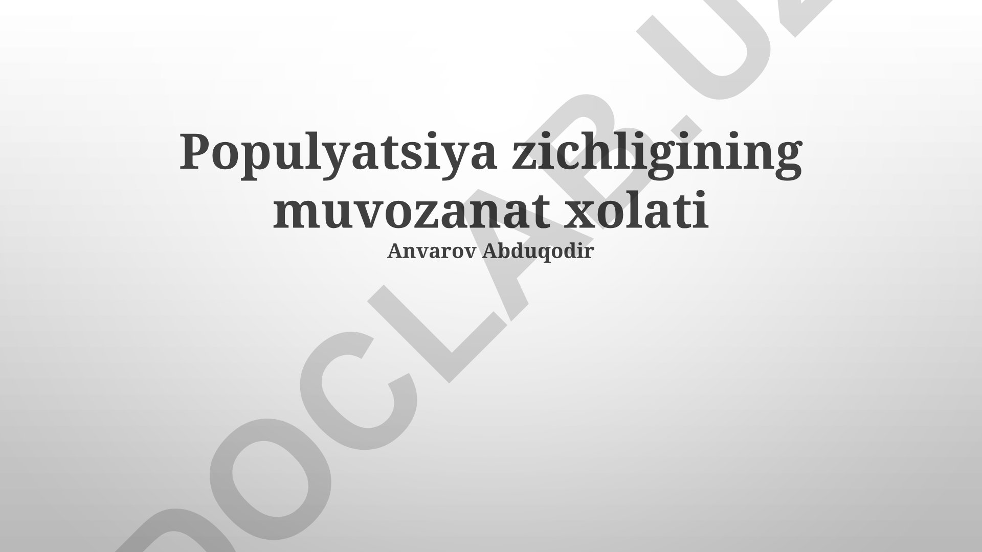 Populyatsiya zichligining muvozanat holati va boshqarish usullari