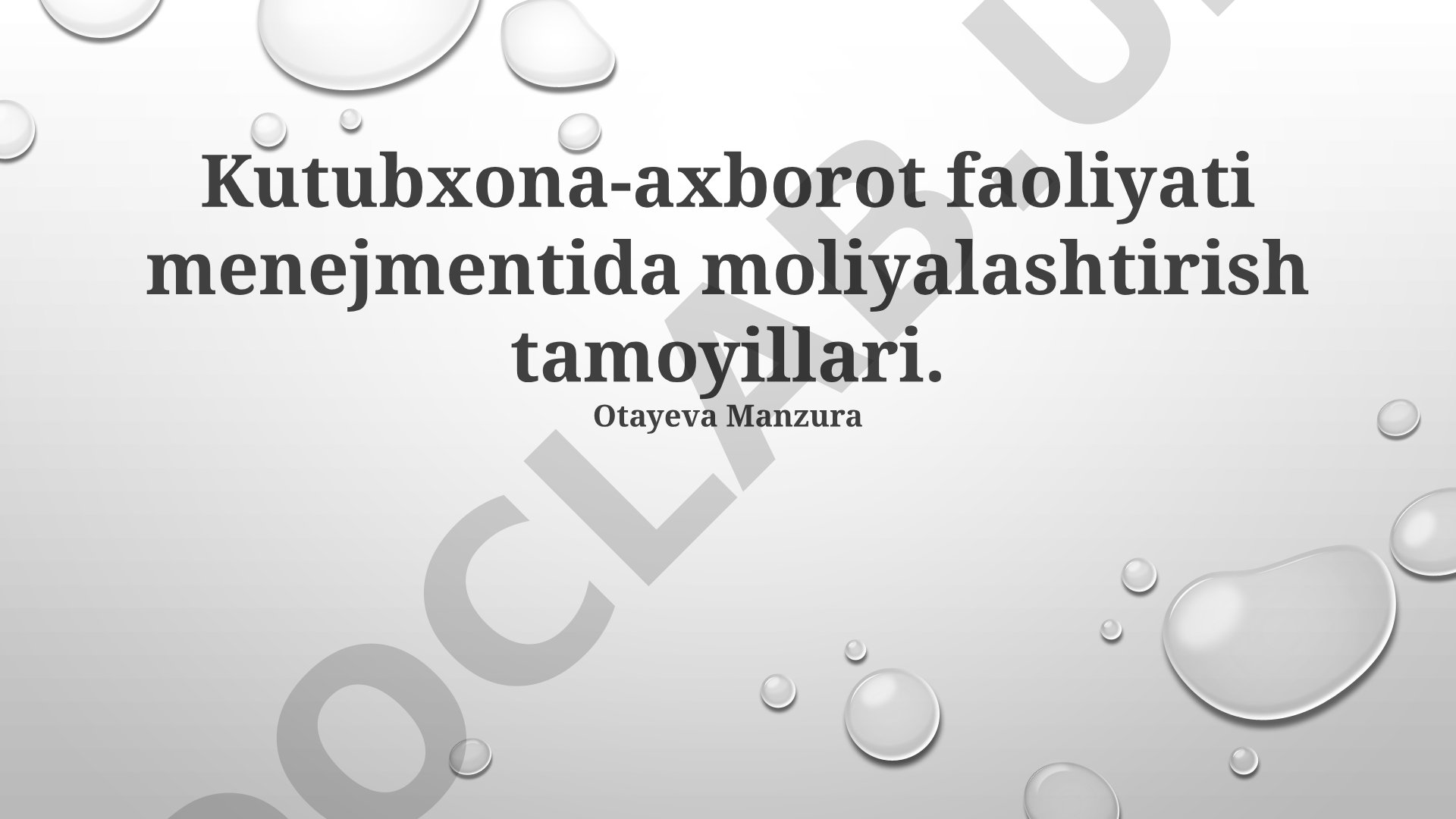 Kutubxona-axborot faoliyati menejmentida moliyalashtirish tamoyillari