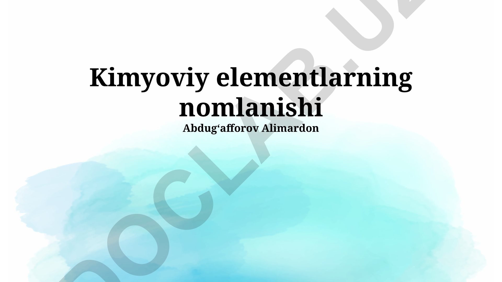 Kimyoviy elementlarning nomlanishi tarixi va qoidalari