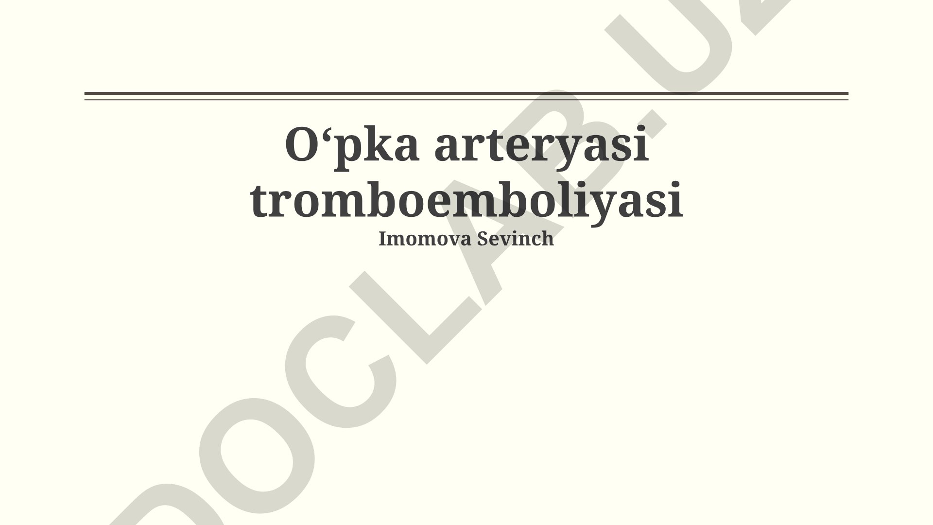 O'pka arteriyasi tromboemboliyasi: sabablari, diagnostikasi va davolash