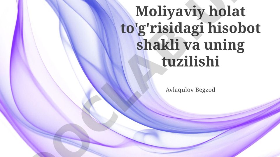 Moliyaviy holat to'g'risidagi hisobot shakli va tuzilishi