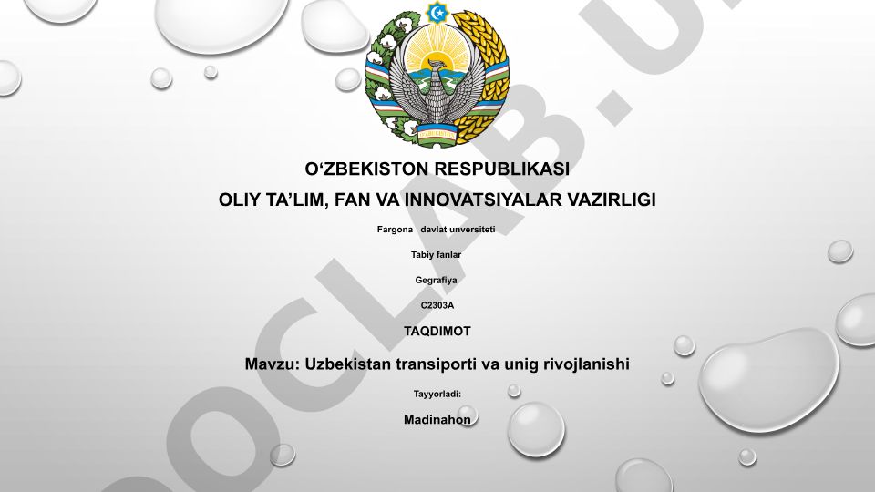 O'zbekiston transporti va uning rivojlanishi