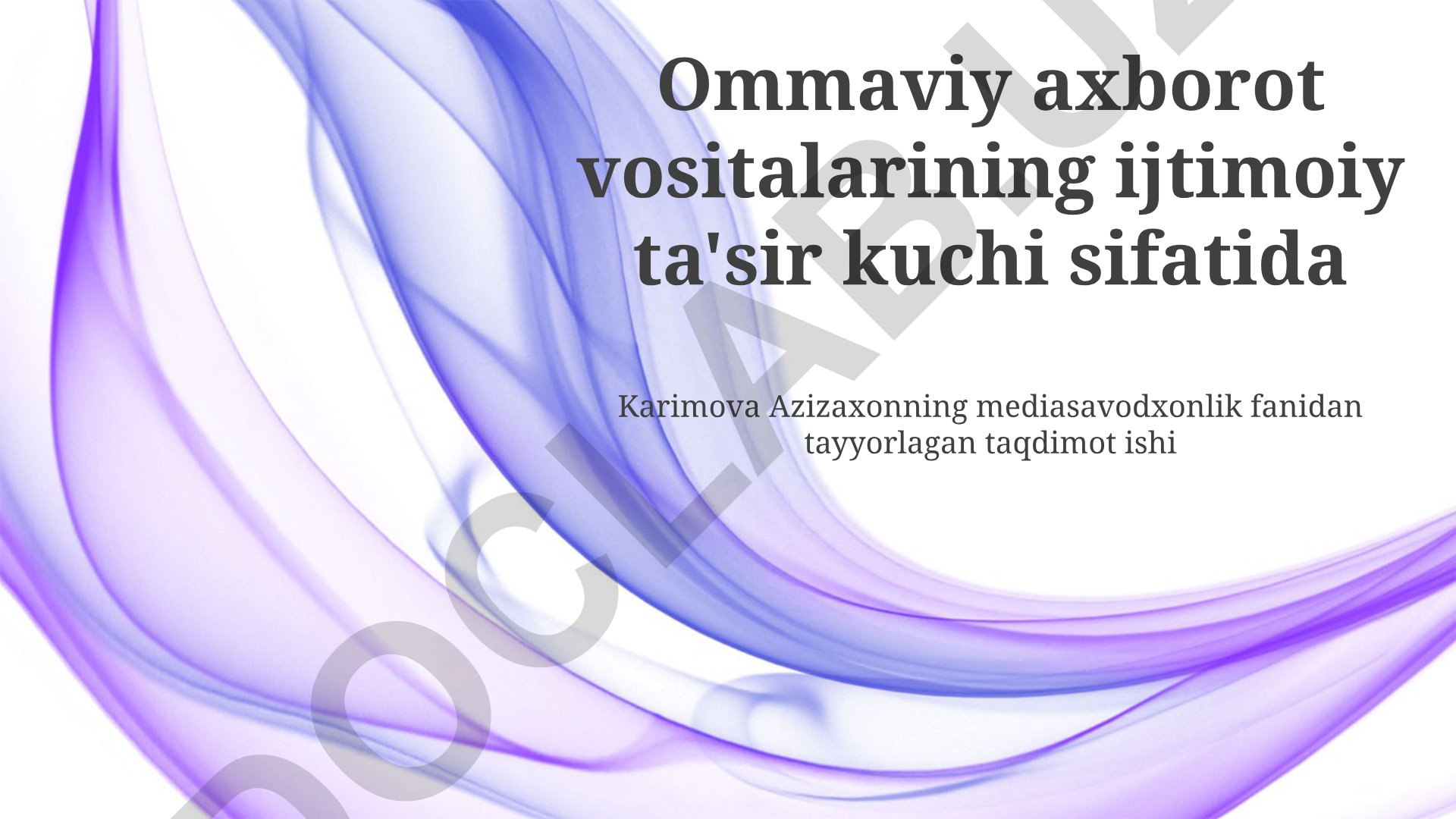 Ommaviy axborot vositalarining ijtimoiy ta'sir kuchi