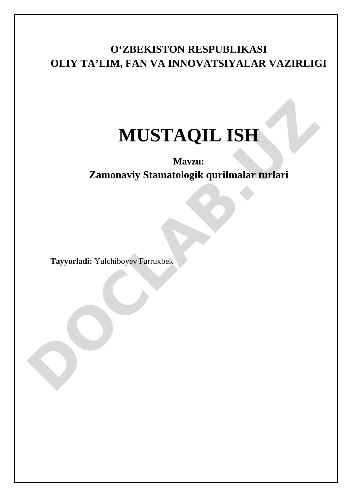 Zamonaviy Stomatologik qurilmalar turlari