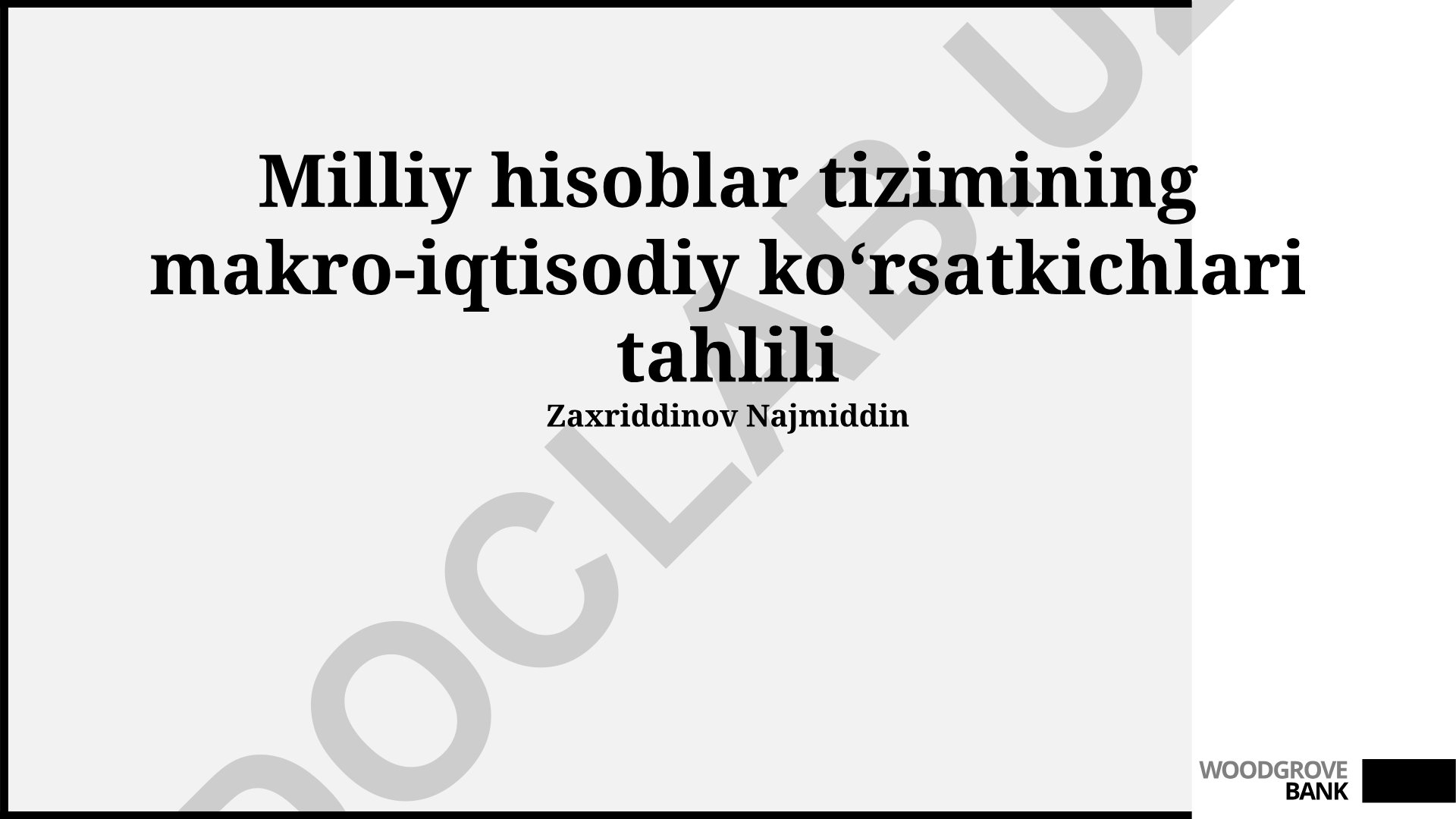 Milliy hisoblar tizimining makro-iqtisodiy koʻrsatkichlari tahlili