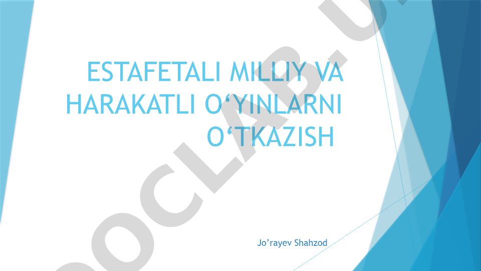 Estafetalı milliģ va harakatli o‘yinlarni o‘tkazish