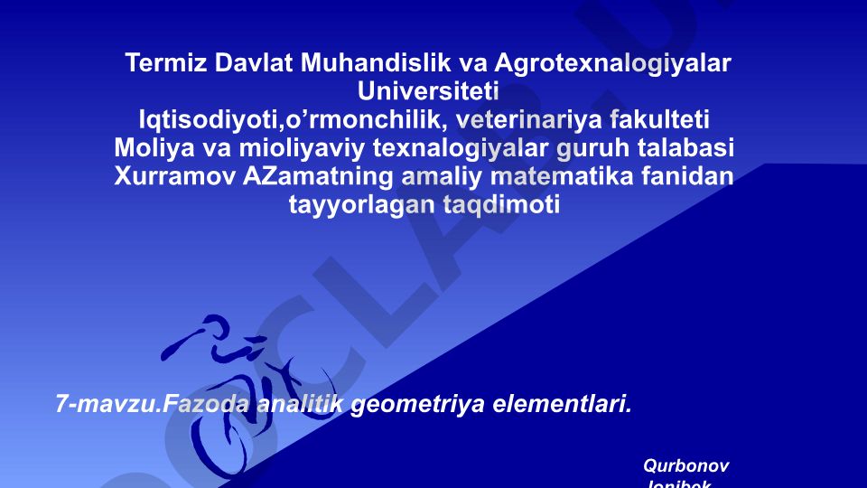 Fazoda analitik geometriya elementlari