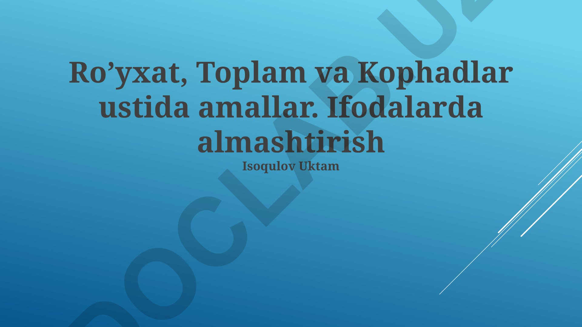 Ro'yxatlar, yig'indilar va koproduktlar ustida amallar