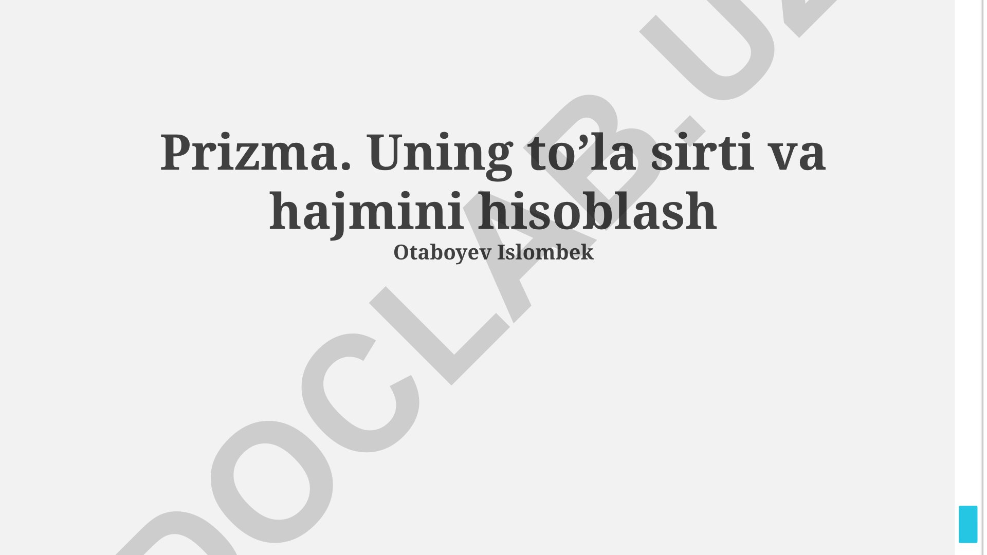 Prizma to'la sirti va hajmini hisoblash